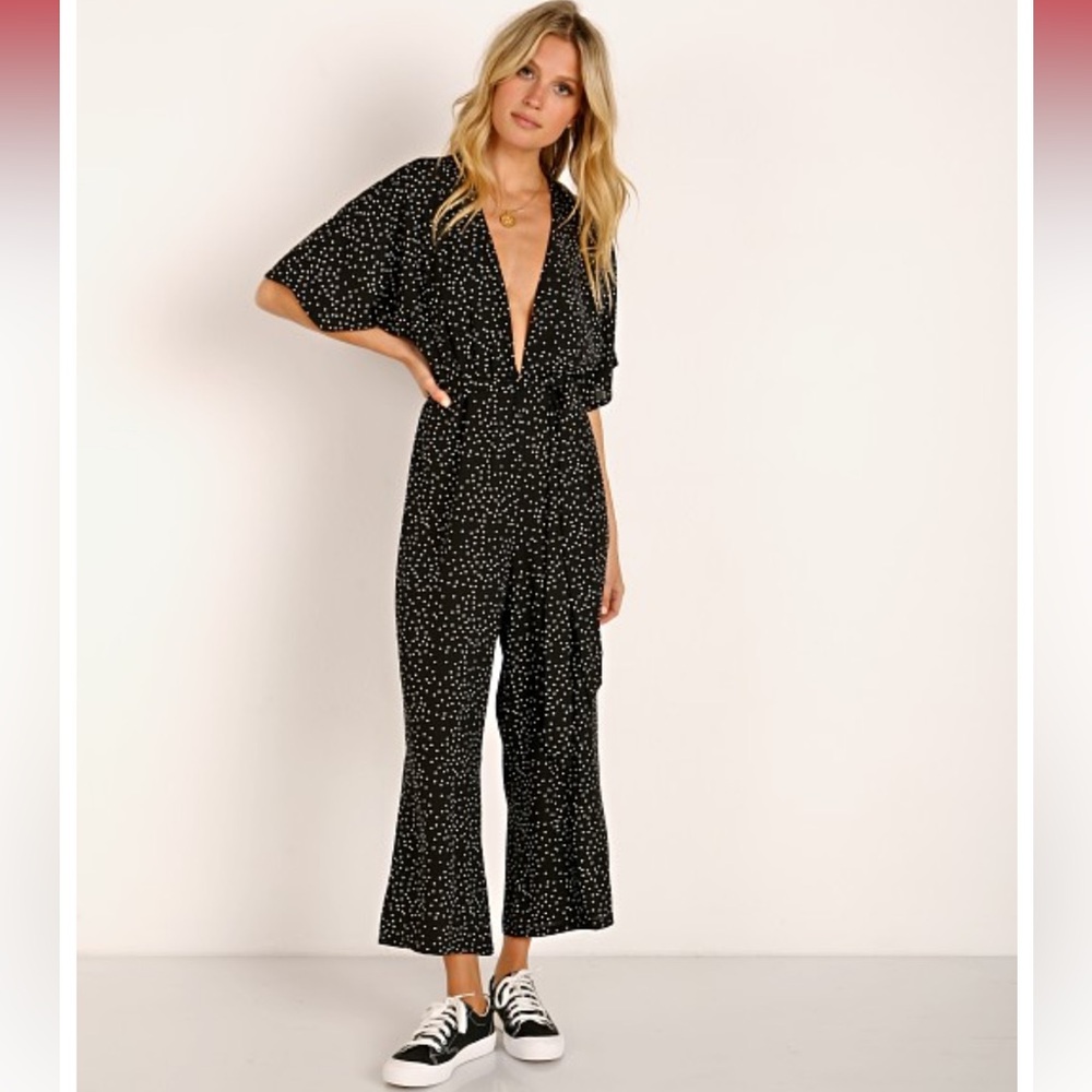 NWT Knot Sisters Jumpsuit with Belted Waist and V-Neckline